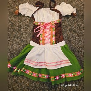 Halloween Oktoberfest costume sexy Dirndl German dress green brown white XS